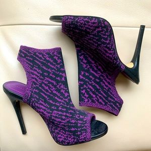 Size 6 ZARA Slip-on Peep Toe Purple/Black Heels